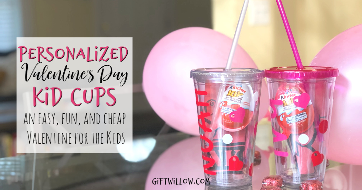 Valentine's Day Kids Cups XOXO 2 Colors with lids — KJMonograms